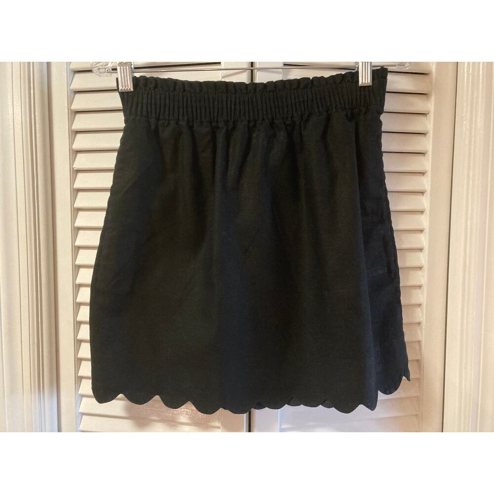 J. Crew Factory Black Linen/Cotton Scalloped Skirt Size 2